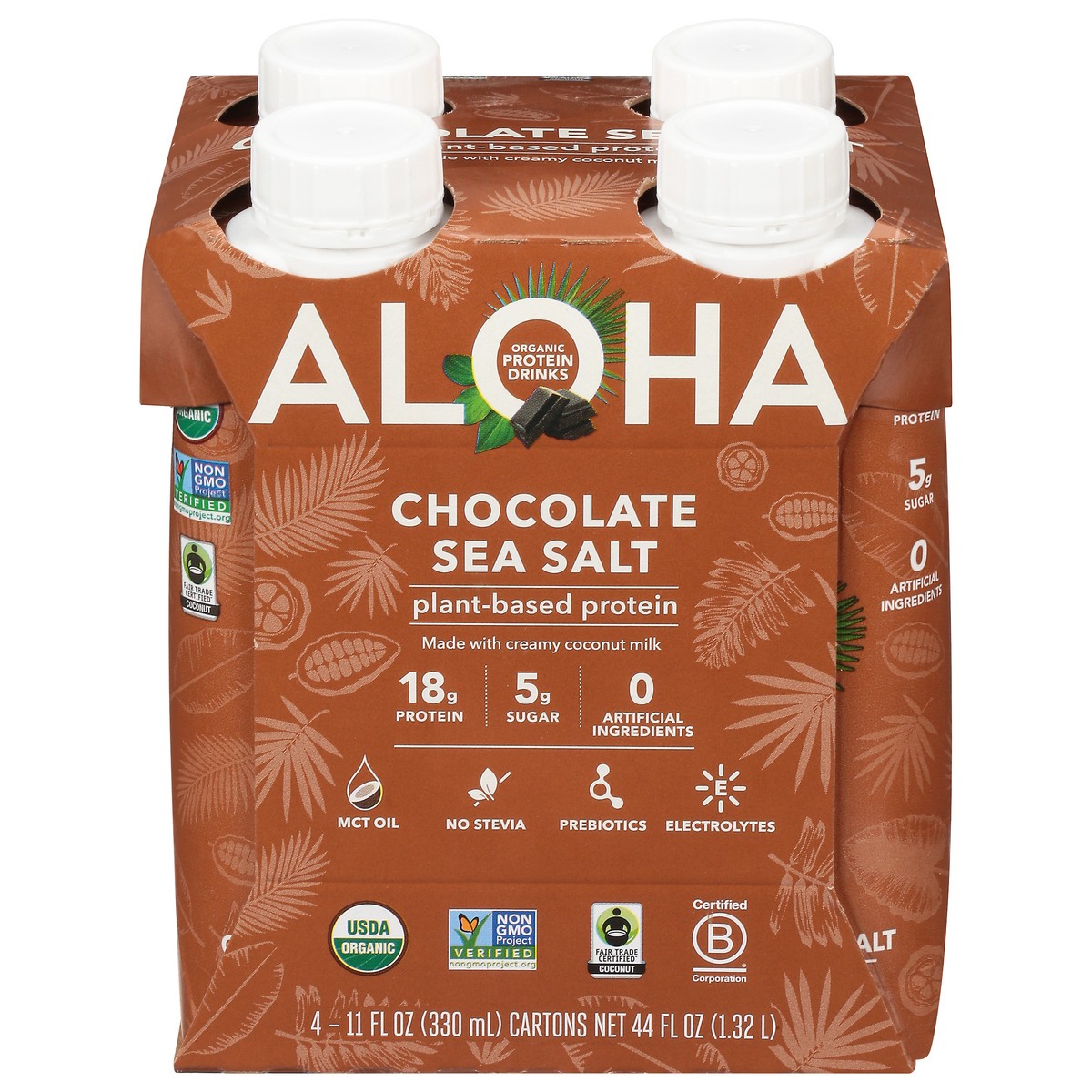 slide 1 of 12, Aloha Sea Salt Protein Drink Chocolt, 44 fl oz