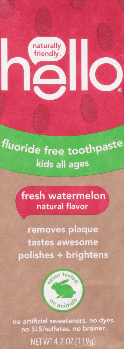 slide 6 of 9, hello Kids' Fluoride-Free, SLS-Free and Vegan Toothpaste - Natural Watermelon - 4.2oz, 4.2 oz