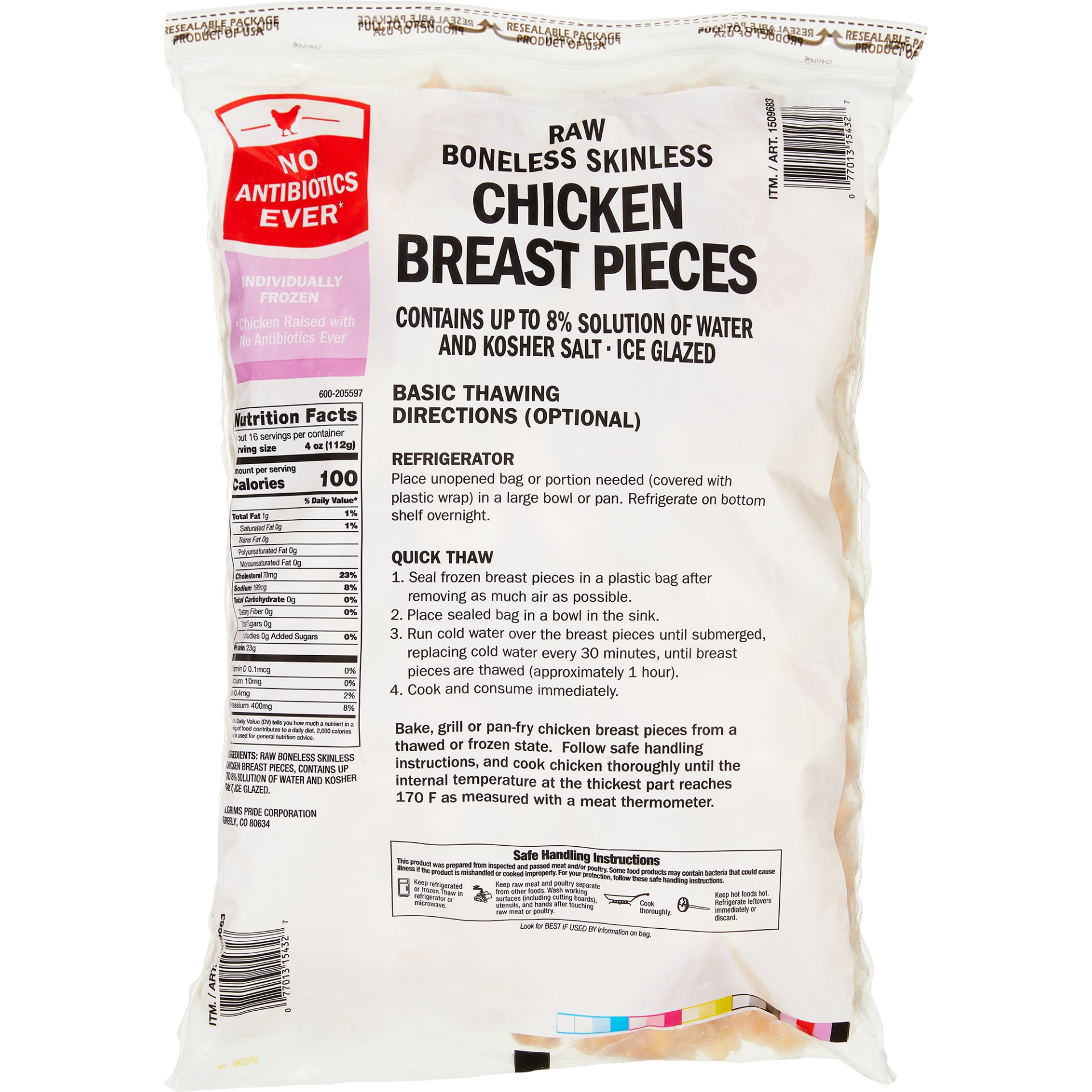 slide 2 of 2, Raw Chicken Breast pre-cut pieces, 4 lb