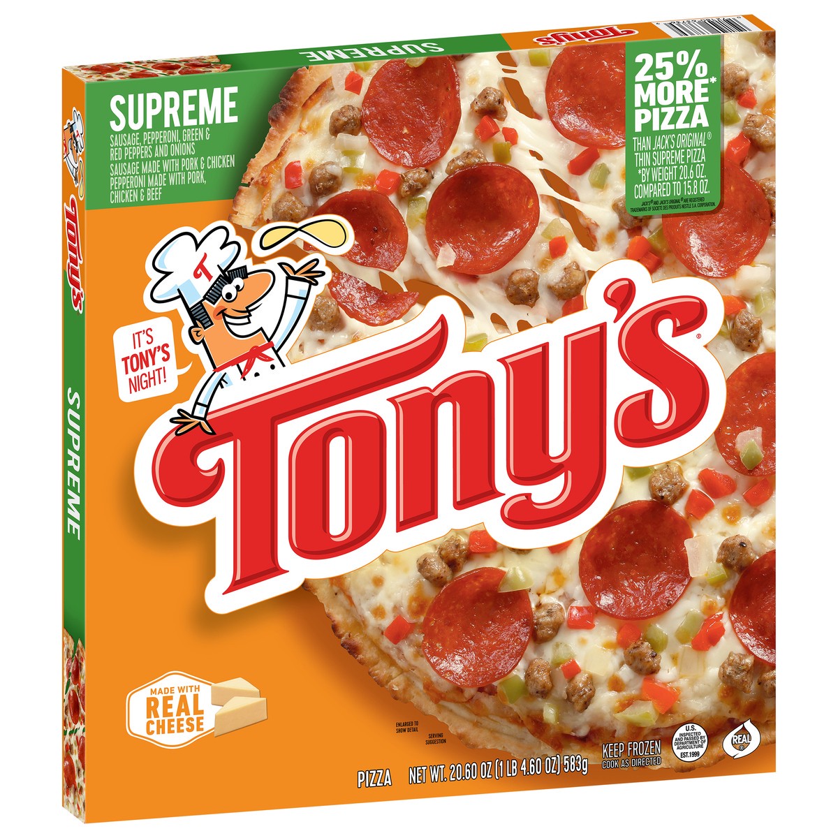 slide 3 of 9, Tony's Pizzeria Style Crust Supreme Pizza, 20.6 oz