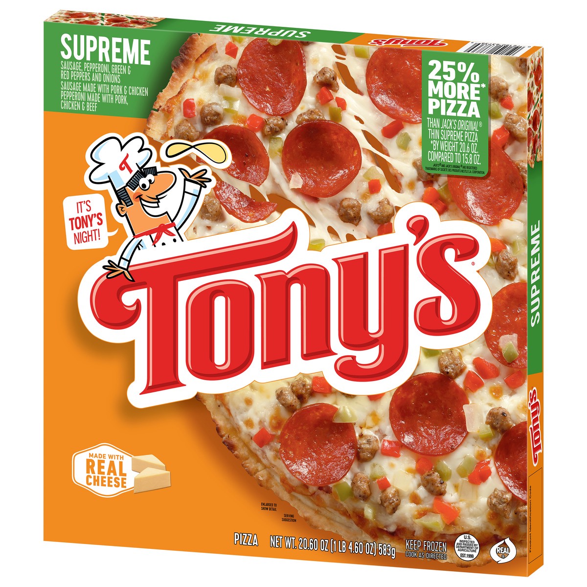 slide 7 of 9, Tony's Pizzeria Style Crust Supreme Pizza, 20.6 oz