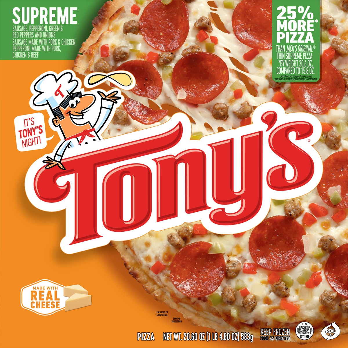 slide 4 of 9, Tony's Pizzeria Style Crust Supreme Pizza, 20.6 oz