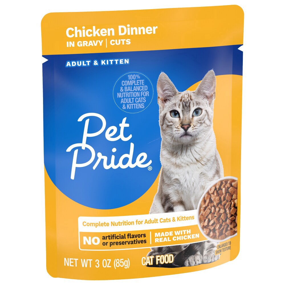slide 3 of 5, Pet Pride Chicken Dinner In Gravy Moist Cat Food Pouch, 3 oz