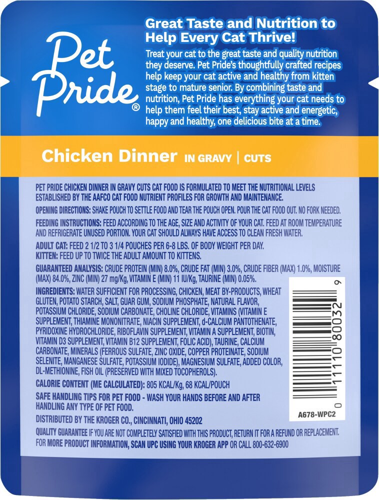 slide 2 of 5, Pet Pride Chicken Dinner In Gravy Moist Cat Food Pouch, 3 oz