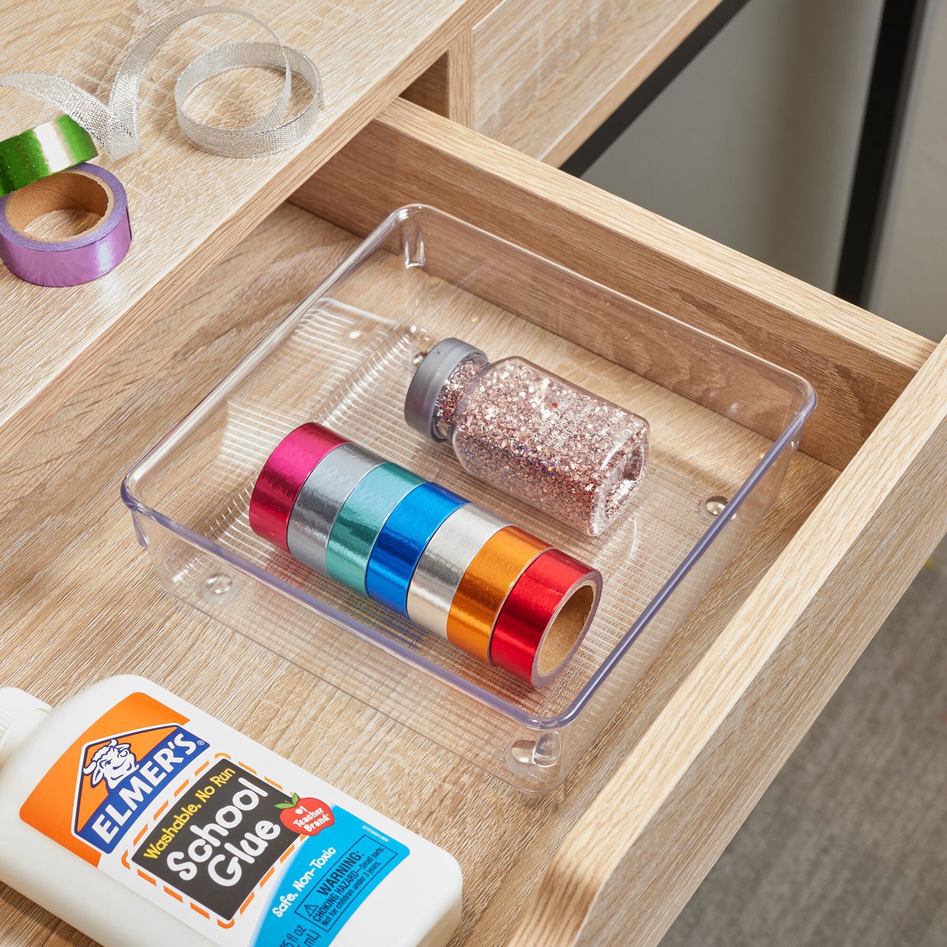 slide 2 of 5, Idesign Plastic Drawer Organizer, 6 in x 6 in x 2 in