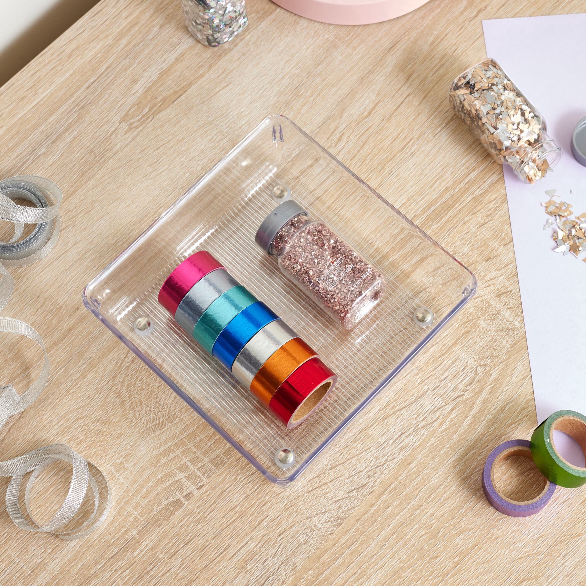 slide 4 of 5, Idesign Plastic Drawer Organizer, 6 in x 6 in x 2 in