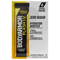 BODYARMOR Flash IV Tropical Punch Pouches, 0.28 dry oz, 6 Pack