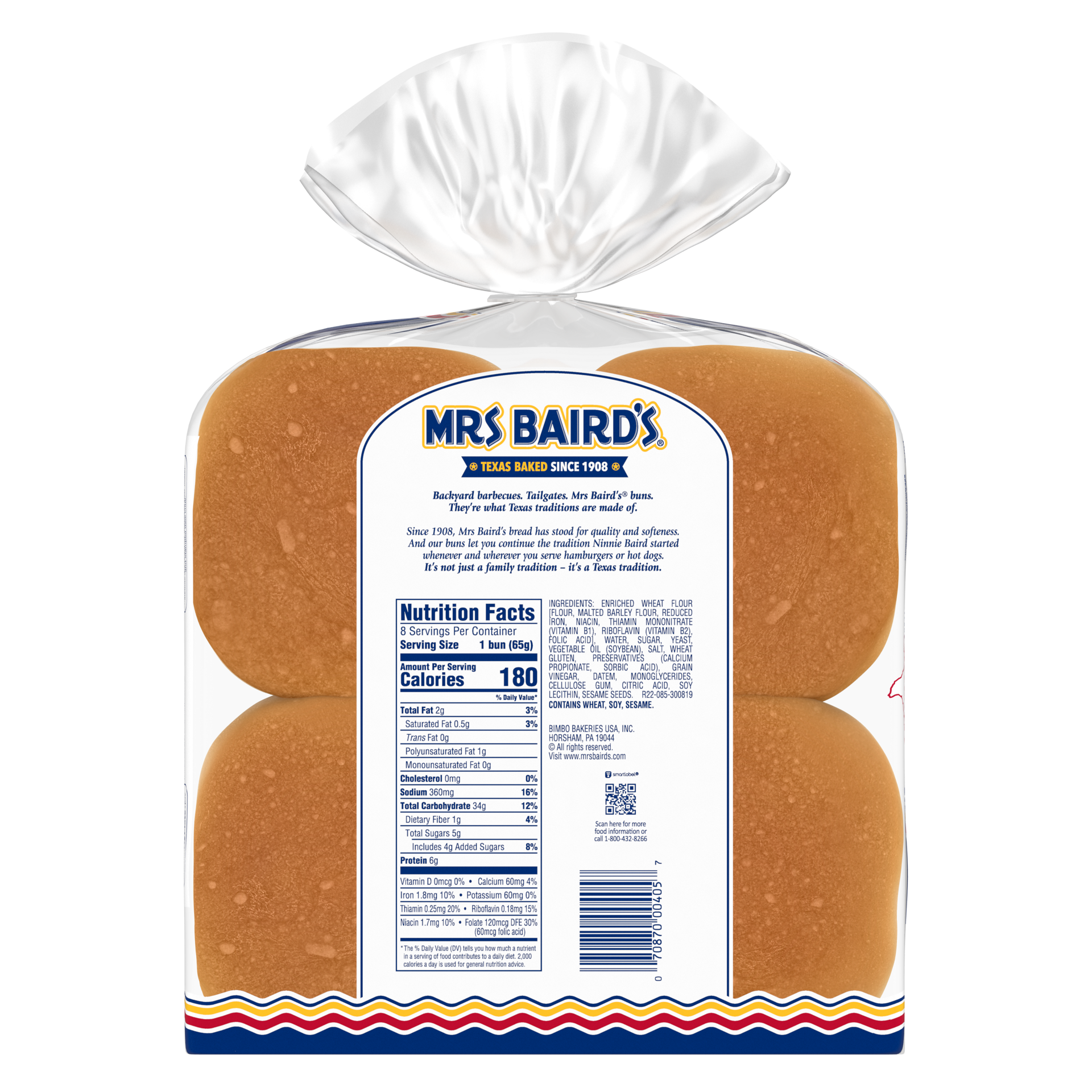 slide 2 of 5, Mrs. Baird's Large Hamburger Buns, 8 count, White Hamburger Buns, 18.25 oz Bag, 8 ct