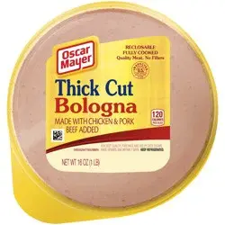 Oscar Mayer Thick Cut Bologna Made with Chicken & Pork, Beef added Sliced Lunch Meat, 16 oz. Pack