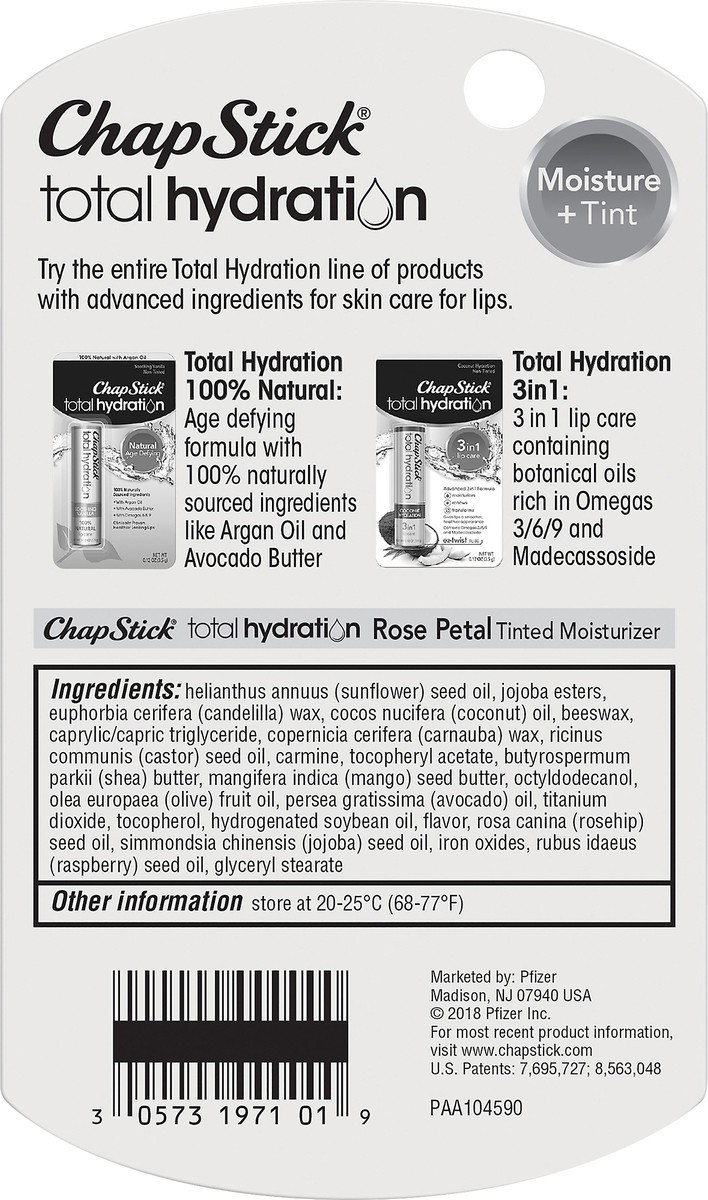 slide 3 of 7, ChapStick Total Hydration Rose Petal Moisture + Tint 0.12 oz, 0.12 oz