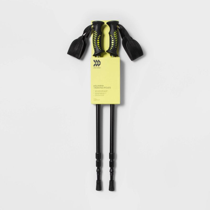 slide 2 of 3, 2pk Adjustable Trekking Poles Black - All In Motion™: Aluminum, Rubber Handles, 2 ct