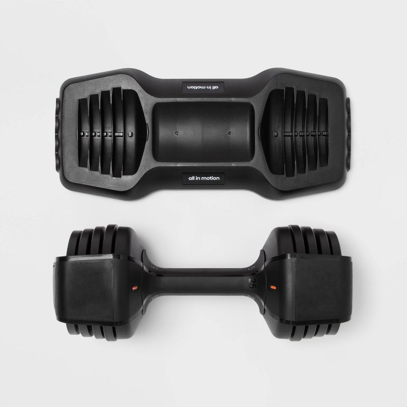 slide 3 of 6, Adjustable Dumbbell 25lbs - All In Motion™: Steel & Plastic, Single Piece, 25 lb