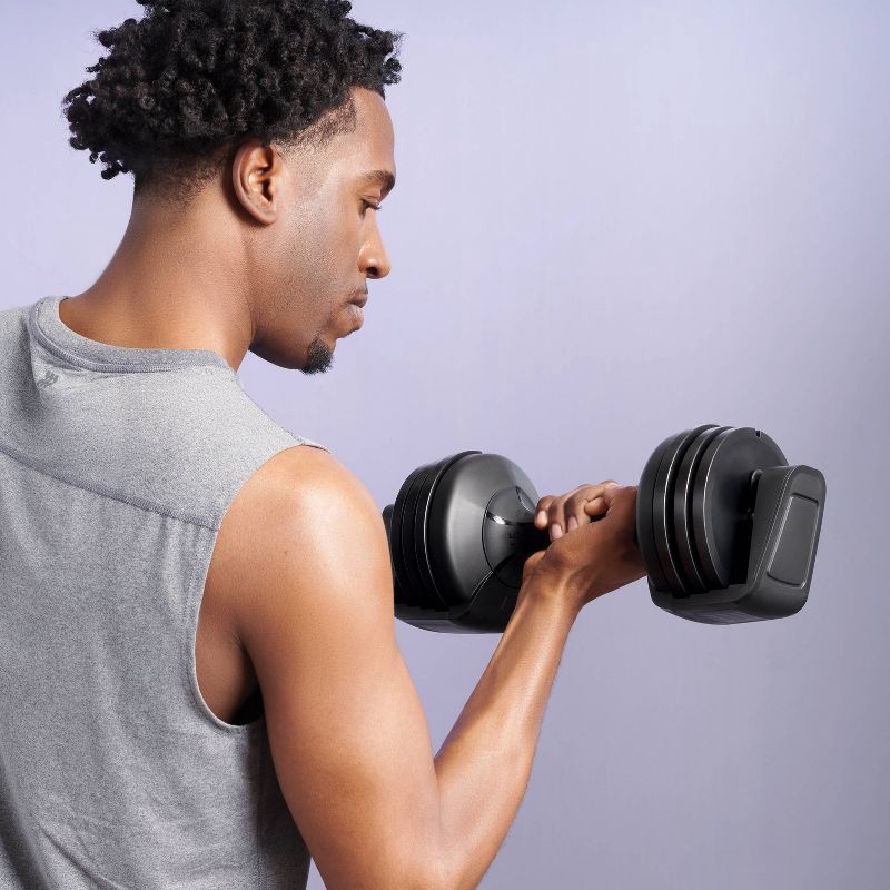 slide 5 of 6, Adjustable Dumbbell 25lbs - All In Motion™: Steel & Plastic, Single Piece, 25 lb