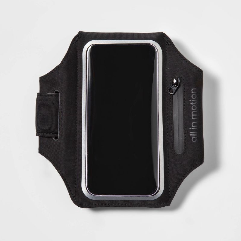 slide 3 of 4, Phone Armband (fits up to 6.1" Phone) Black - All In Motion™: Adjustable Strap, Moisture-Wicking, 1 ct