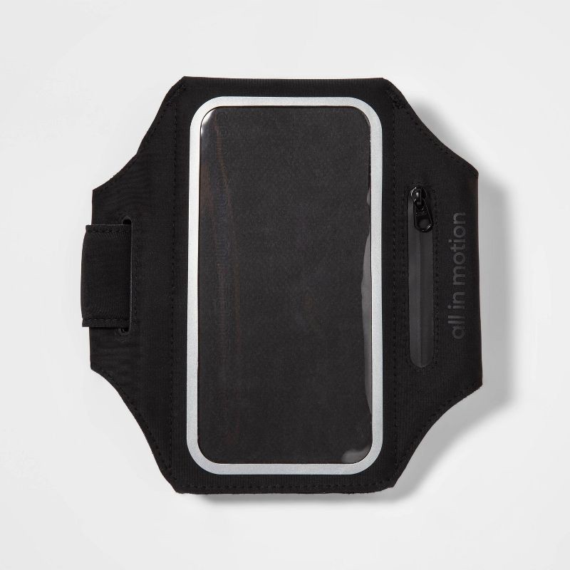 slide 1 of 4, Phone Armband (fits up to 6.1" Phone) Black - All In Motion™: Adjustable Strap, Moisture-Wicking, 1 ct