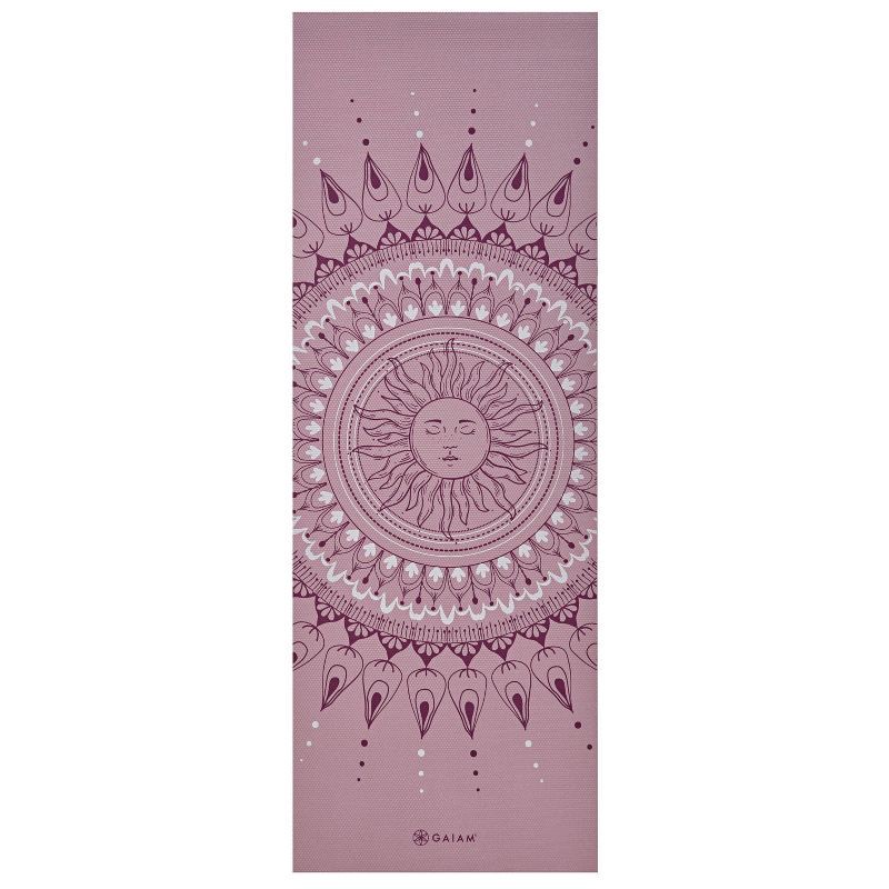 slide 2 of 4, Gaiam Printed Yoga Mat - Dusty Rose (4mm): Non-Slip PVC, Sun Pattern, 1 ct