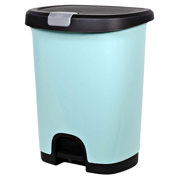 slide 1 of 1, Hefty Step On Trash Can With Locking Lid - Pool Blue, 7 gal