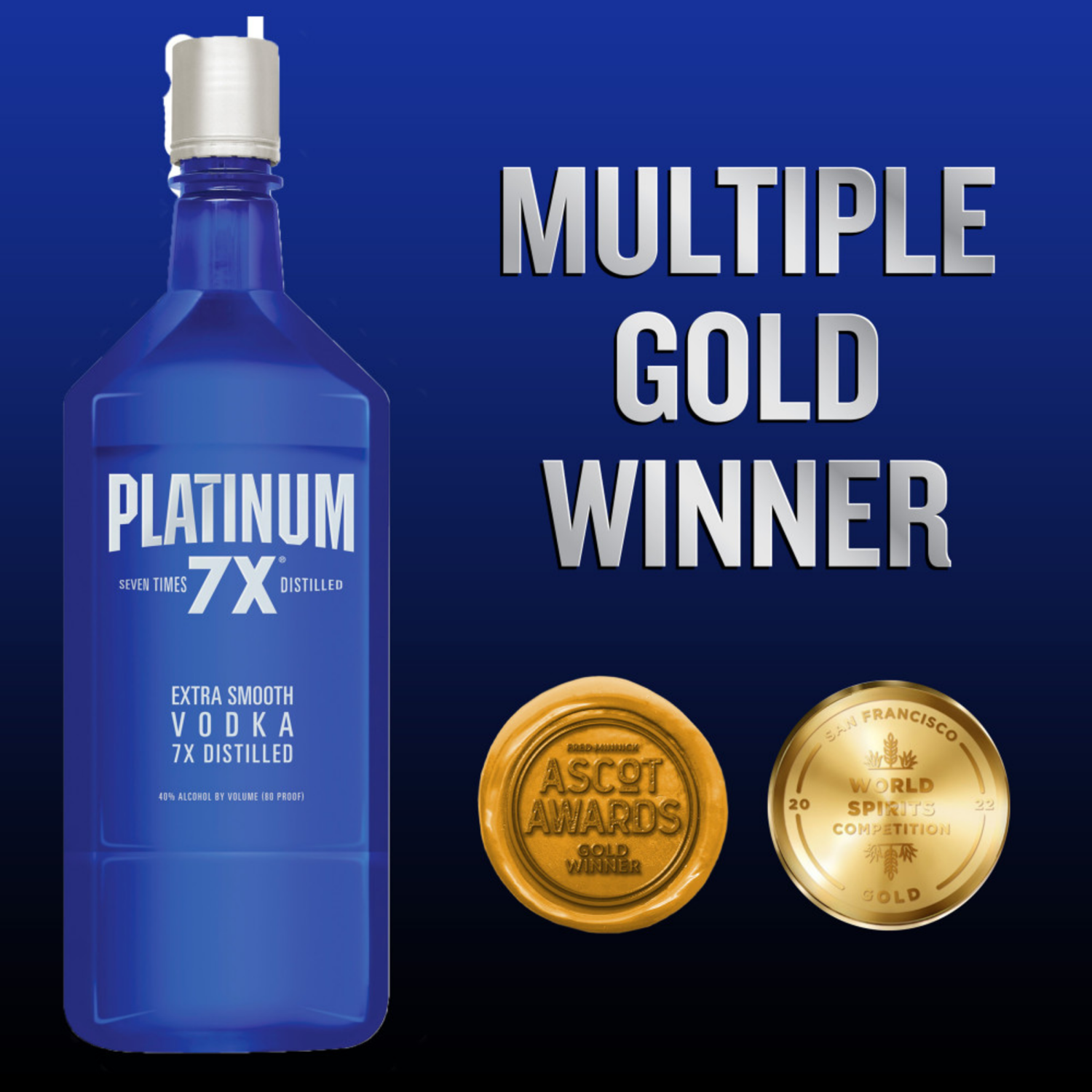 slide 4 of 5, Platinum 7X Seven Times Distilled Extra Smooth Vodka, 1.75l 80 Proof, 1.75 liter