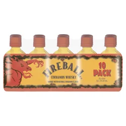 Fireball Cinnamon Whisky, 50 Ml Bottles, 10 Pk