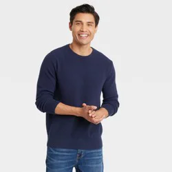 Men's Crewneck Pullover Sweater - Goodfellow & Co Navy Blue XL