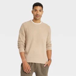 Men's Crewneck Pullover Sweater - Goodfellow & Co Tan L