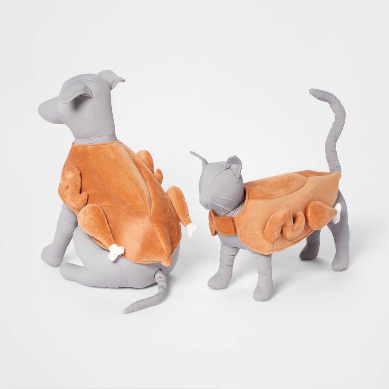 slide 5 of 7, Turkey Full Body Halloween Dog and Cat Costume with Turkey Leg Toy - S - Boots & Barkley™, 1 ct