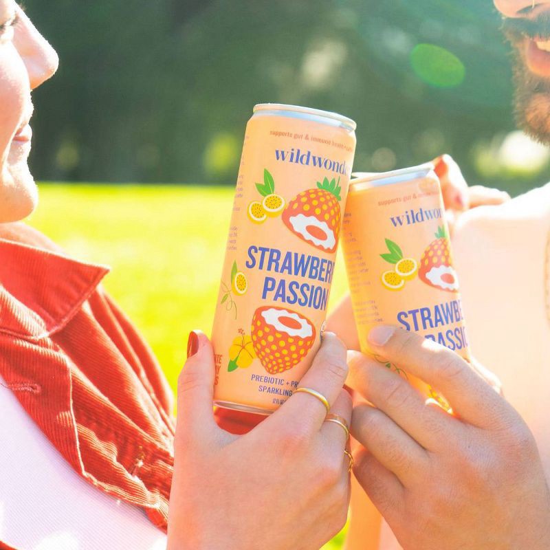 slide 6 of 7, wildwonder Strawberry Passion Organic Prebiotic + Probiotic Sparkling Drink - 12 fl oz, 12 fl oz
