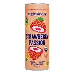 wildwonder Strawberry Passion Organic Prebiotic + Probiotic Sparkling Drink - 12 fl oz