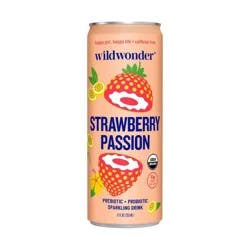 wildwonder Strawberry Passion Organic Prebiotic + Probiotic Sparkling Drink - 12 fl oz