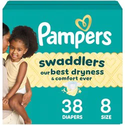 Pampers Swaddlers Sensitive Disposable Diapers - Size 8 - 38ct: Hypoallergenic, Latex-Free, Absorbent, Aloe