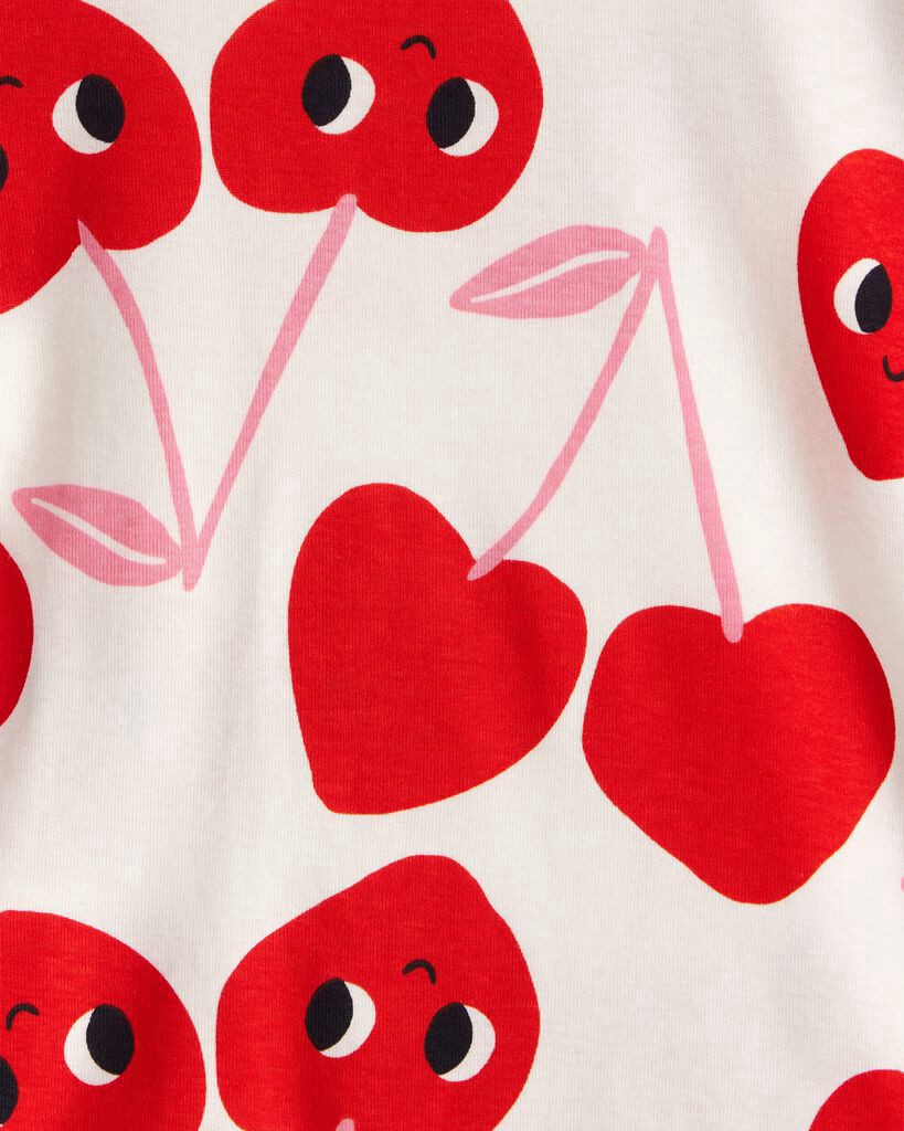 slide 3 of 3, Carter's Baby Girl Cherry & Heart 100% Cotton Snug Fit 4-Piece Pajamas - Pink/White White/Pink 18M, 4 pc