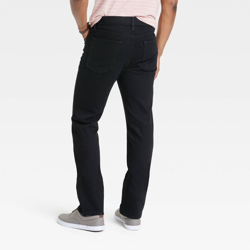 slide 2 of 3, Men's Straight Fit Jeans - Goodfellow & Co™ Jet Black 34x34: Mid Rise, Denim, Stretch Fabric, 1 ct
