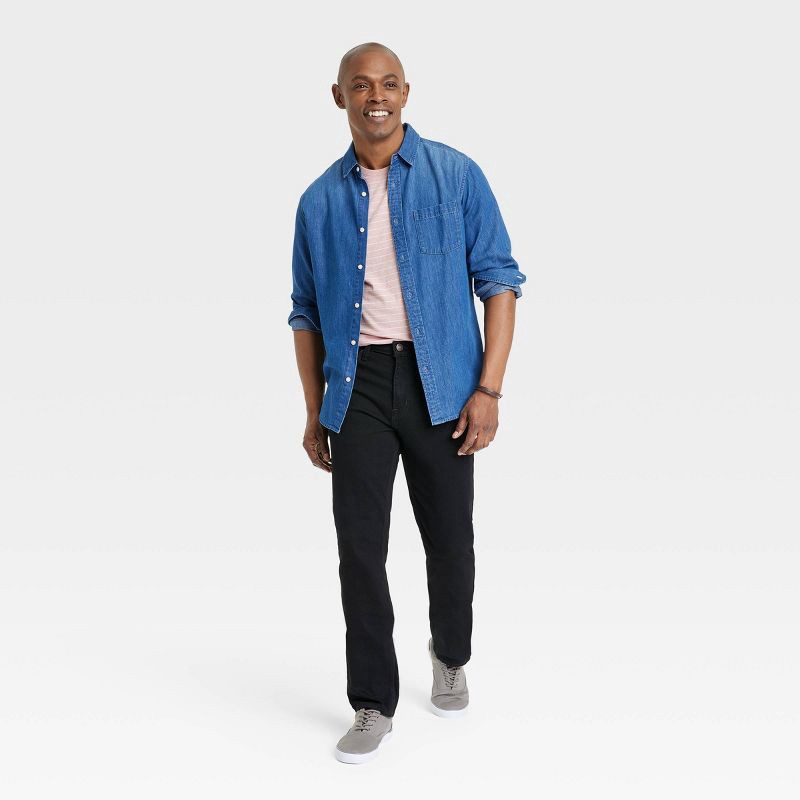 slide 3 of 3, Men's Straight Fit Jeans - Goodfellow & Co™ Jet Black 34x34: Mid Rise, Denim, Stretch Fabric, 1 ct