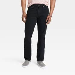 Men's Straight Fit Jeans - Goodfellow & Co™ Jet Black 38x30: Mid Rise, Denim, Stretch, Machine Wash, Tumble Dry
