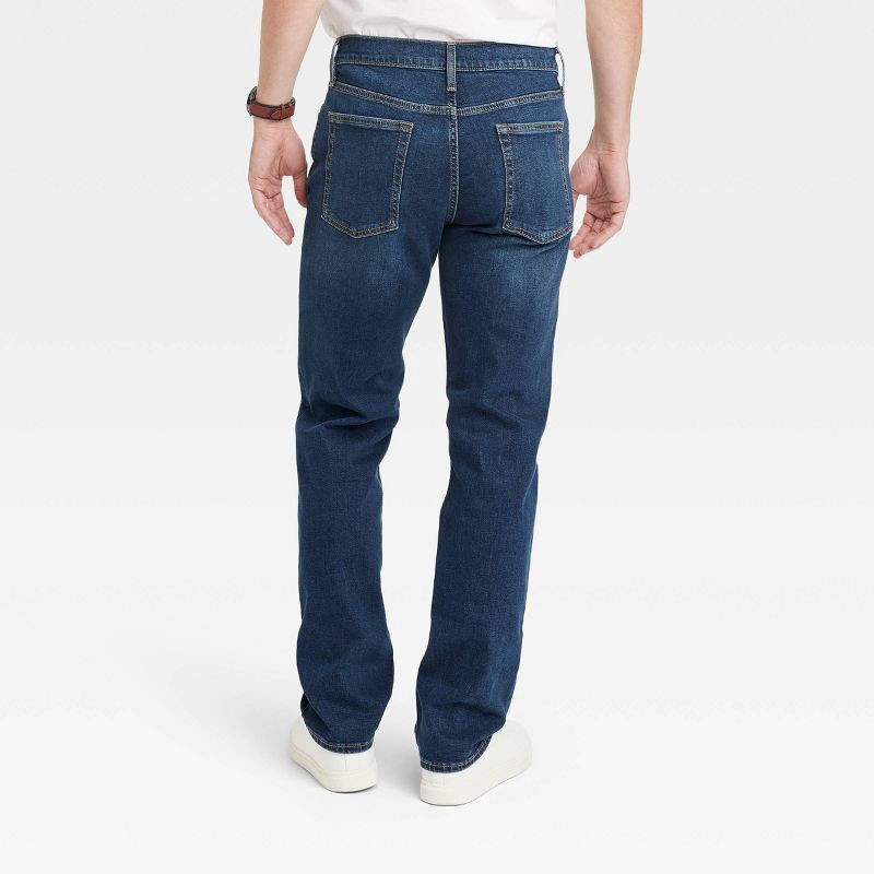 slide 2 of 3, Men's Straight Fit Jeans - Goodfellow & Co™ Dark Wash 32x30: Midweight Denim, 99% Cotton, Stretch, Fly Button, Zipper Closure, 1 ct