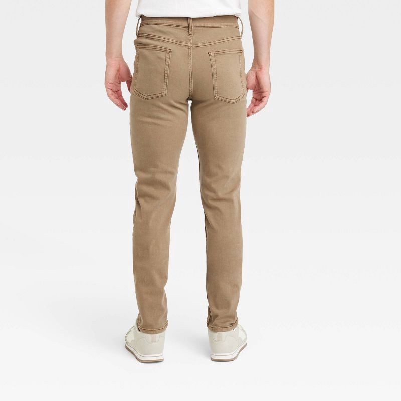 slide 2 of 3, Men's Comfort Wear Slim Fit Jeans - Goodfellow & Co™ Beige 38x32: Heavyweight Khaki Denim, Mid Rise, Stretch Fabric, Machine Washable, 1 ct