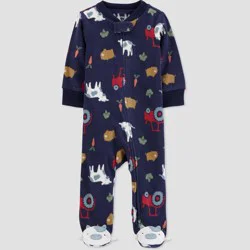 Carter's Just One You️ Baby Boys' Farm Fleece Footed Pajama - Navy Blue Newborn
