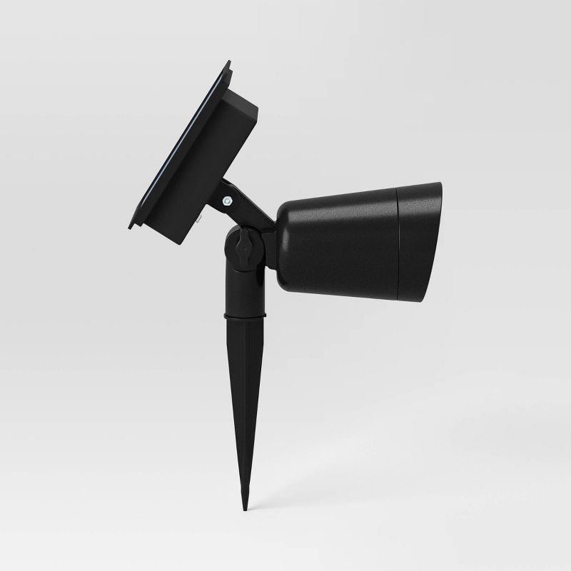 slide 3 of 4, 2pk Short Solar LED Outdoor Spotlights Matte Black - Threshold™: Weather-Resistant, Automatic, with Ground Stakes, 2 ct