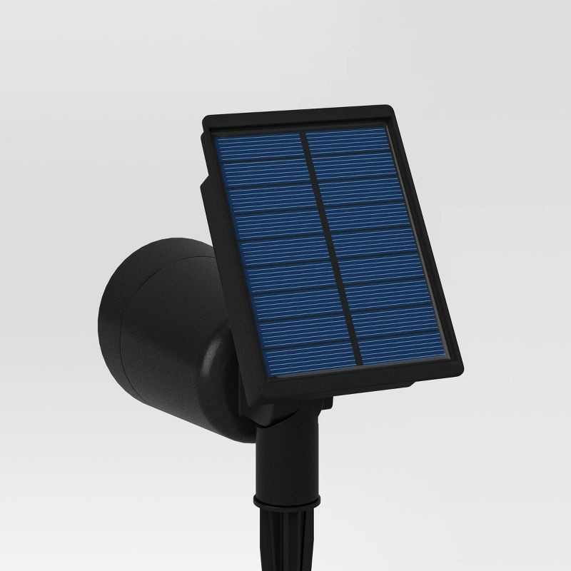 slide 4 of 4, 2pk Short Solar LED Outdoor Spotlights Matte Black - Threshold™: Weather-Resistant, Automatic, with Ground Stakes, 2 ct