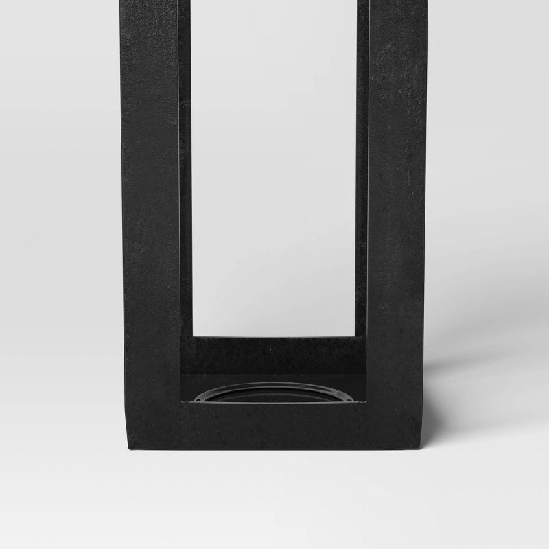 slide 4 of 5, 29.4"x9" Pillar Cast Aluminum Outdoor Lantern Candle Holder Black - Threshold™, 1 ct