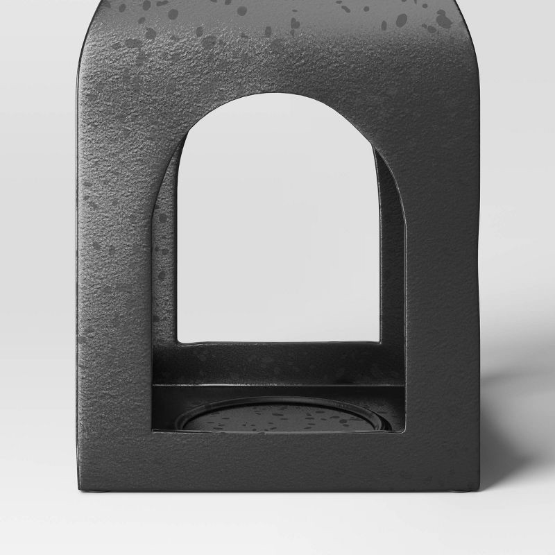 slide 4 of 5, 13.5"x7.7" Pillar Cast Aluminum Outdoor Lantern Candle Holder Black - Threshold™, 1 ct