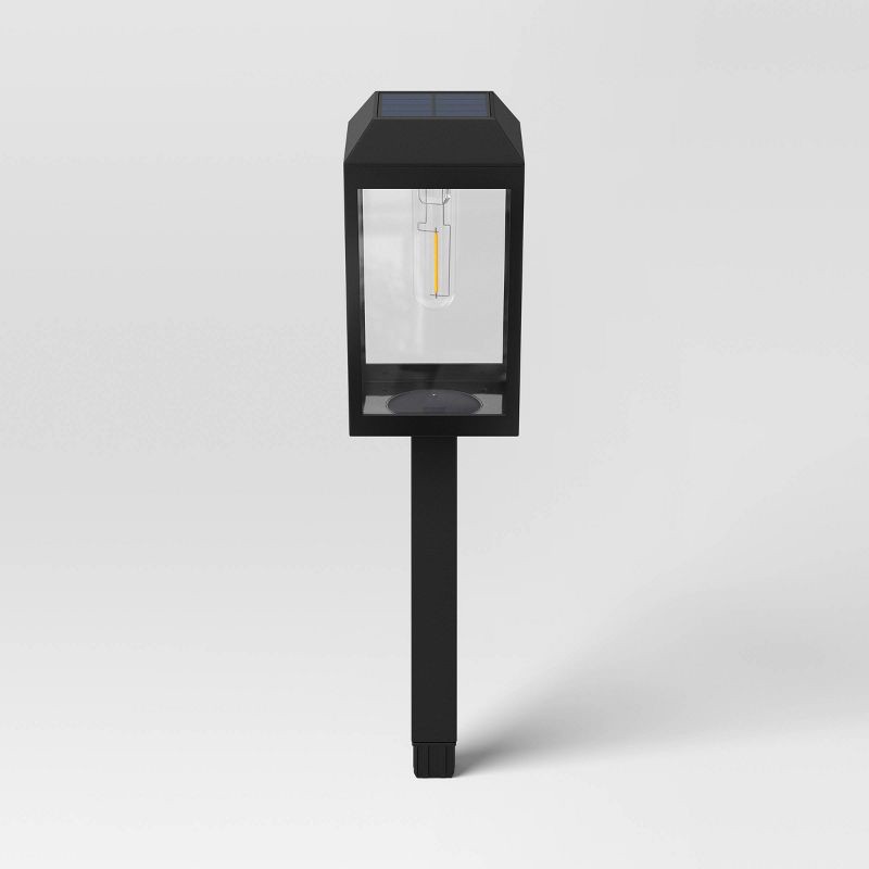 slide 3 of 4, 6pk Window Lantern Solar LED Outdoor Path Lights Matte Black - Threshold™: Energy-Efficient, Weather-Resistant, Automatic Lighting, 6 ct