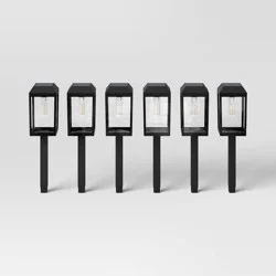 6pk Window Lantern Solar LED Outdoor Path Lights Matte Black - Threshold™: Energy-Efficient, Weather-Resistant, Automatic Lighting