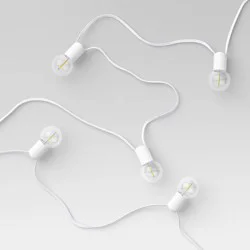 10ct LED Solar Ivory Collared Outdoor Orb and Globe String Lights Clear Bulbs with White Wire - Threshold™: Solar-Powered, Shatterproof