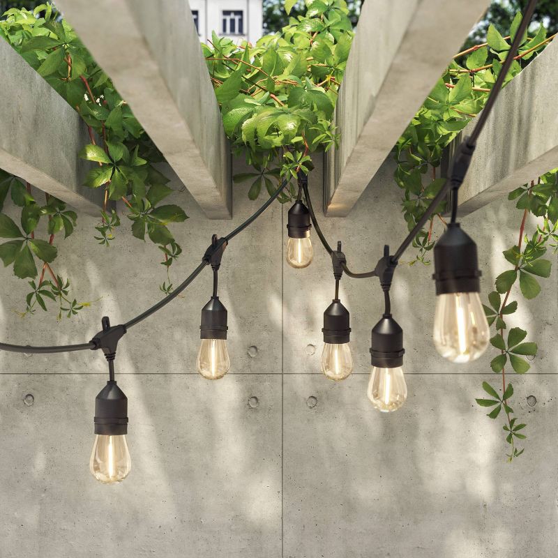 slide 2 of 4, 10ct LED Drop Indoor Outdoor Café String Lights Clear Bulbs with Black Wire - Threshold™: UL Listed, Shatterproof, Electric Powered, 10 ct