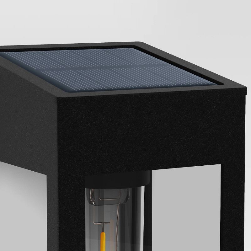 slide 3 of 3, 2pk Window Lantern Vintage Deck Solar LED Outdoor Path Lights Matte Black - Threshold™: Automatic Illumination, Weather-Resistant, 2 ct