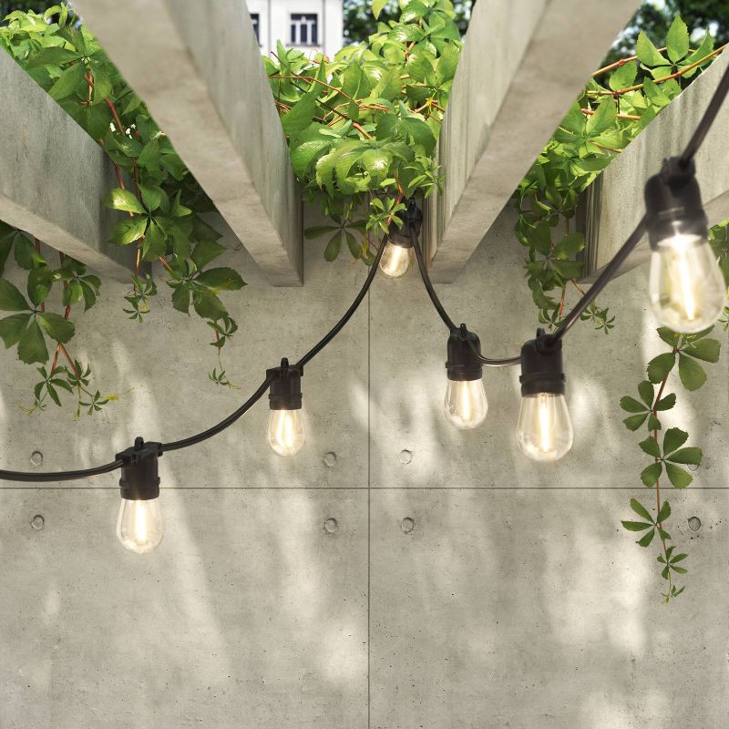 slide 2 of 4, 10ct LED Non-Drop Indoor Outdoor Café String Lights Clear Bulbs with Black Wire - Threshold™: UL Listed, Electric Patio Lighting, 10 ct