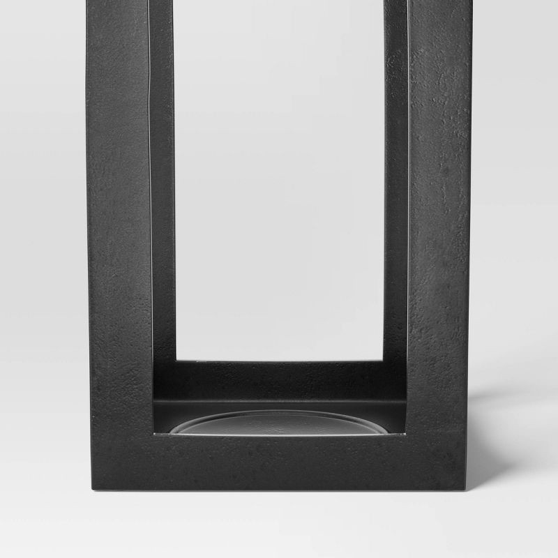 slide 4 of 5, 22.5"x7.7" Pillar Cast Aluminum Outdoor Lantern Candle Holder Black - Threshold™, 1 ct