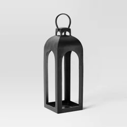 22.5"x7.7" Pillar Cast Aluminum Outdoor Lantern Candle Holder Black - Threshold™