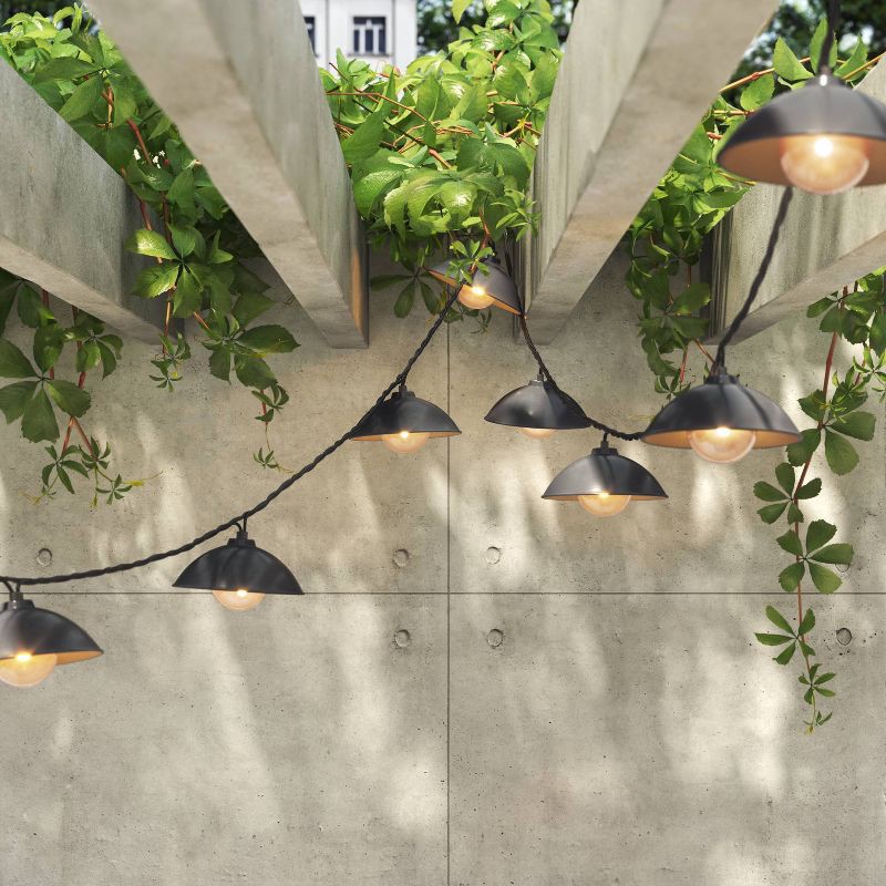 slide 2 of 4, 10ct LED Gray Hood Indoor Outdoor Lantern String Lights Clear Bulbs with Black Wire - Threshold™, 10 ct